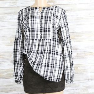 LOFT white & black bell sleeve top sz XS